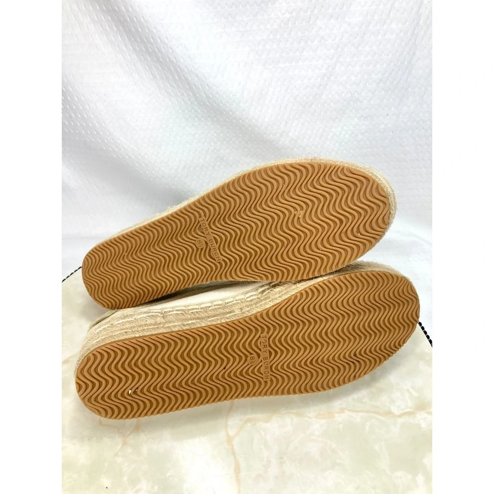 Tory Burch Seaside Oxford Espadrille Shoes Womens Sz 8.5 Cream Platform Sneakers